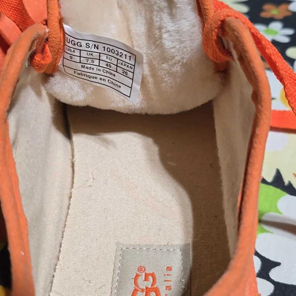 UGG Orange Canvas Lace-Up Low-Top Sneakers with Plush Lining